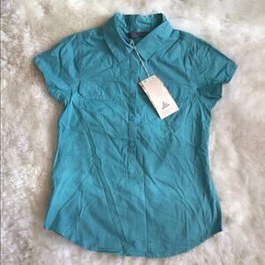 NWT Prana Addison Teal Top size XS Button Up